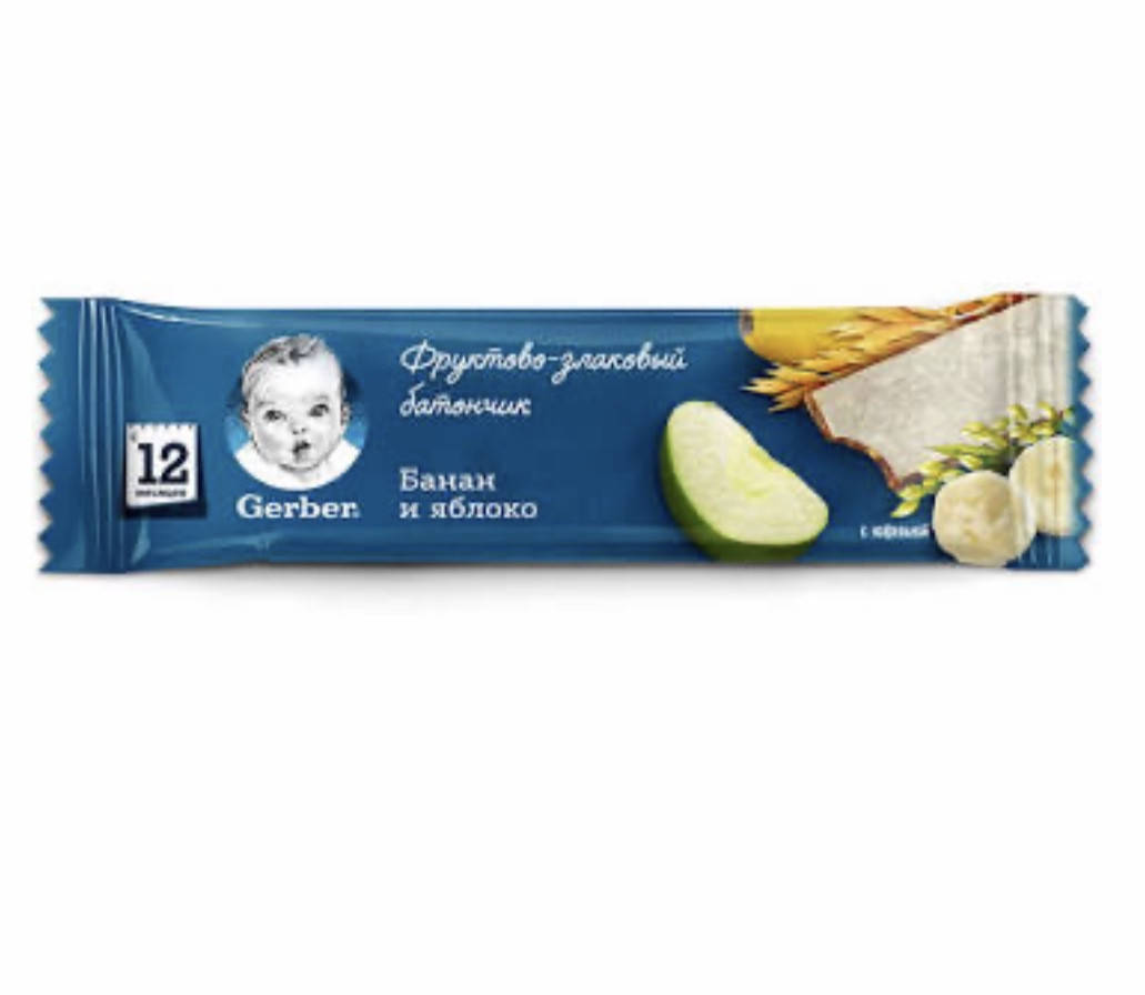 

Фруктово-злаковий батончик GERBER® з бананом та яблуком