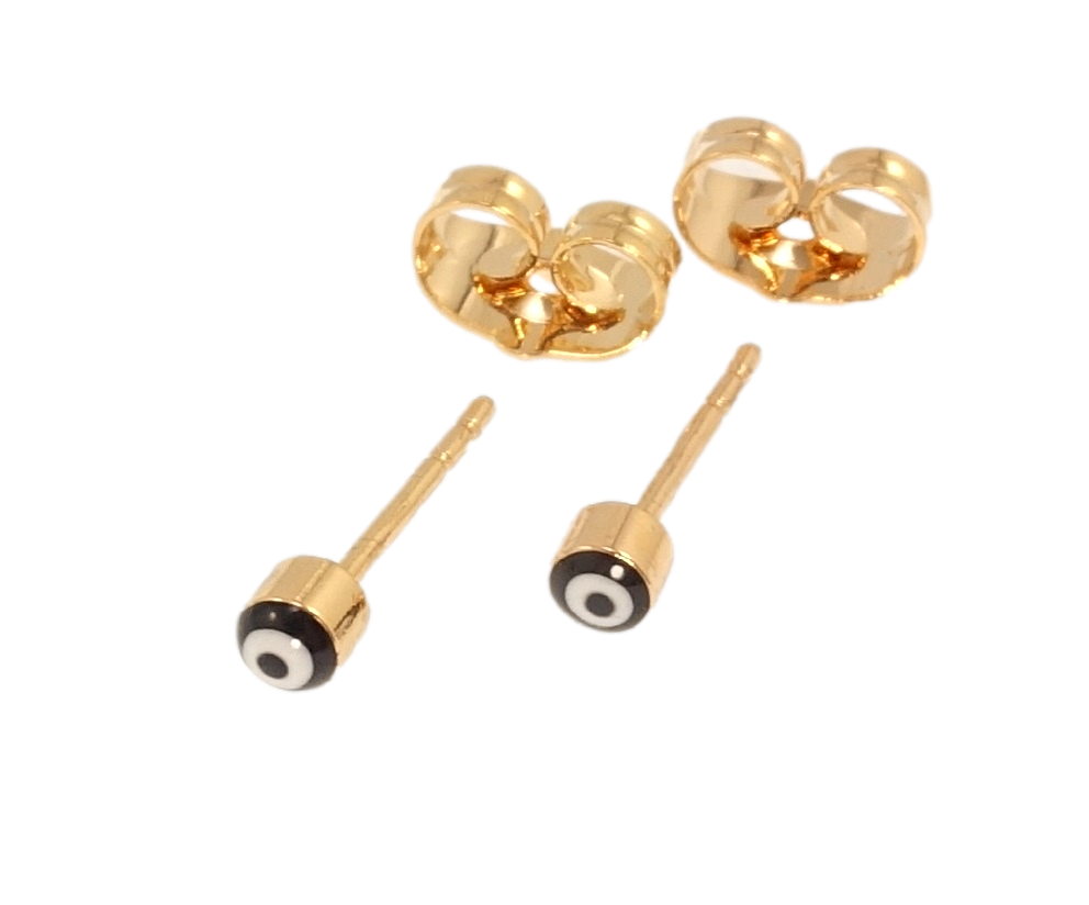 

Серьги Xuping Позолота 18K гвоздики (пусеты) "Черный Глаз Фатимы, эмаль" ø 3мм