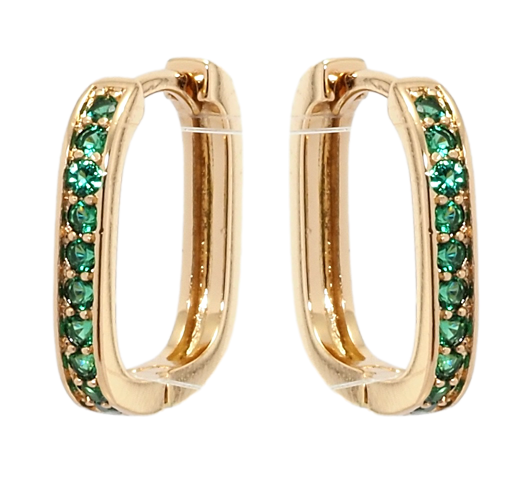 

Серьги Xuping Позолота 18K колечки "Дорожки зеленого циркония"