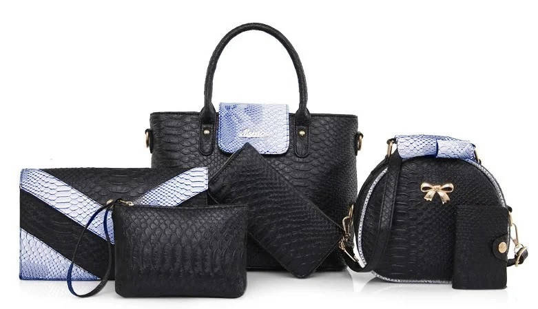 

Женская сумка набор 6в1 черный из экокожи