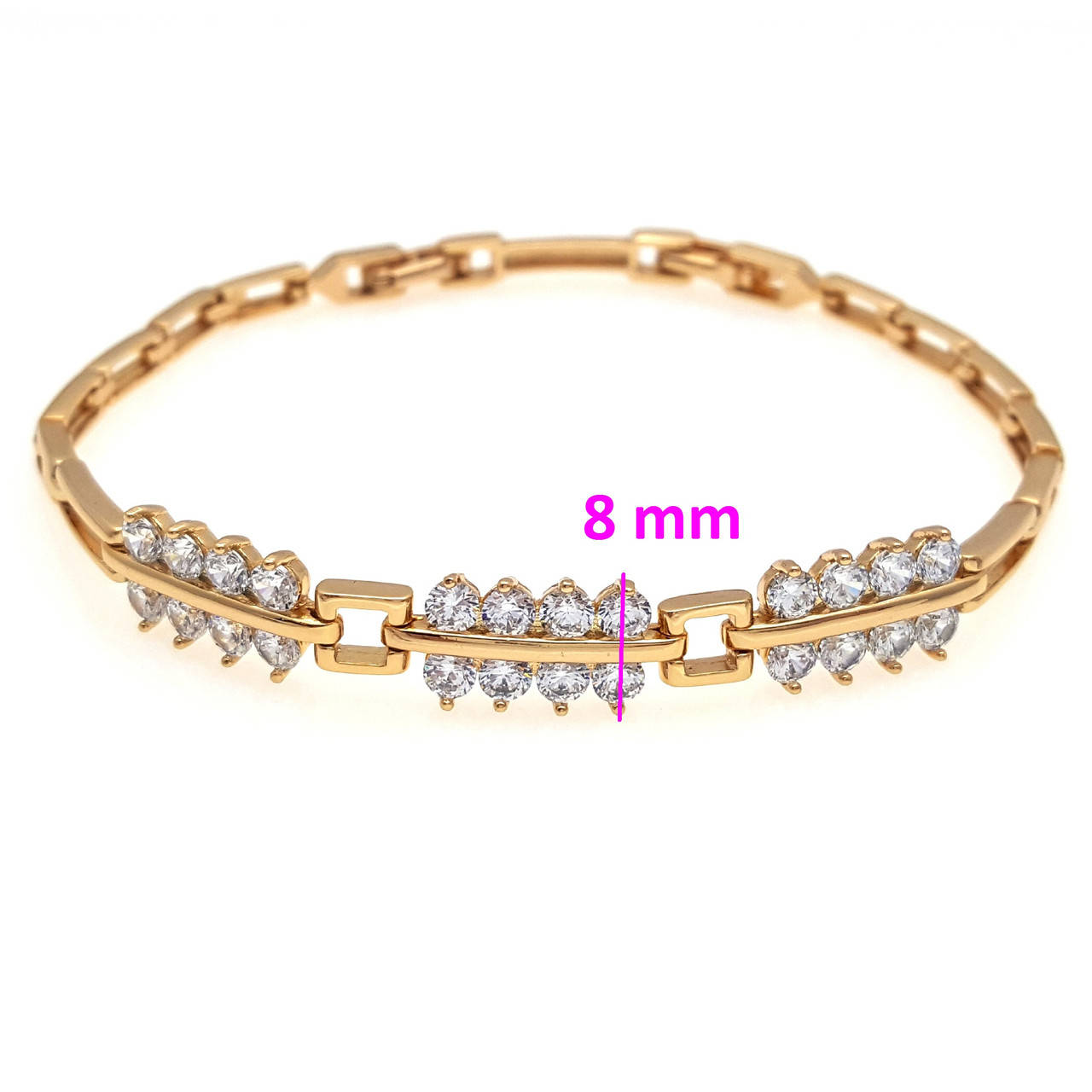 

Браслет позолоченный, с вставками циркония, p. 16,5 р. 19 Xuping, 18К