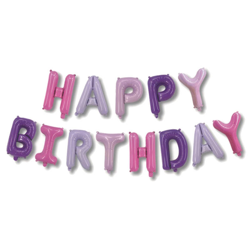 

Фольгированный шар надпись Happy birthday розово-фиолетовая Китай