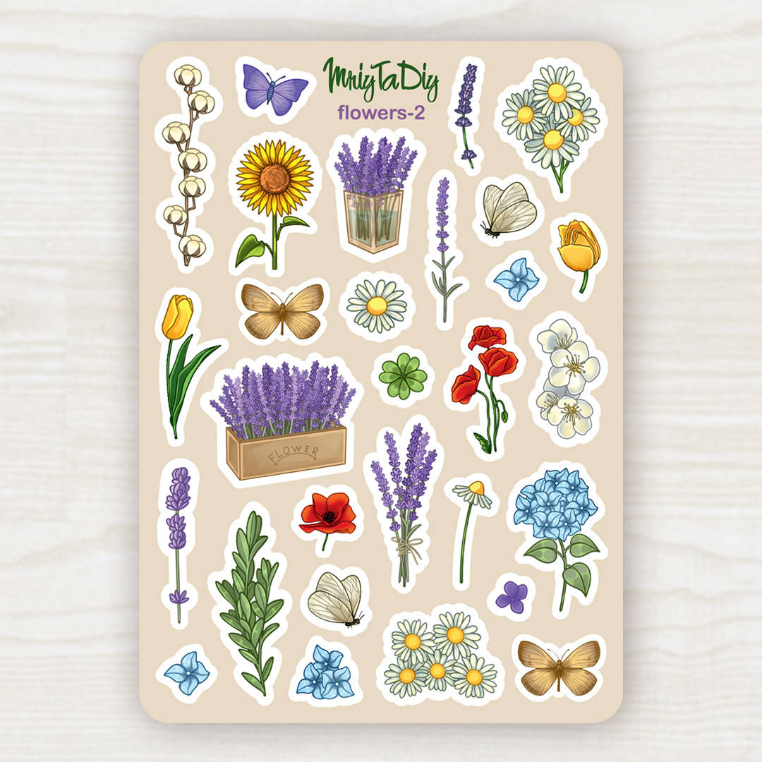 

Сет наклеек MriyTaDiy FLOWERS-2 10х15 см, Бежевый