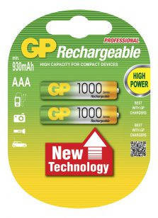 

Батареи GP AAA (R03) 1000mAh NiMh 2 шт