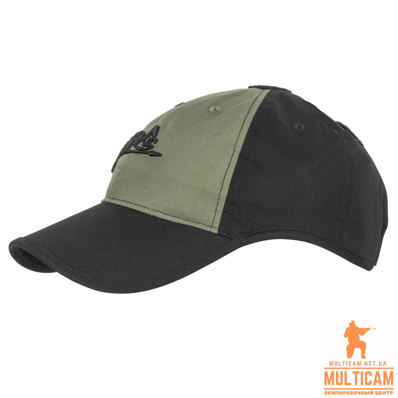 

Бейсболка Helikon-Tex® Logo Cap - PolyCotton Ripstop - Black/Olive Green, Черный