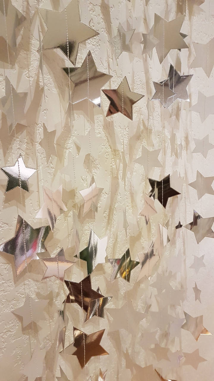 

Бумажные гирлянды 2 м/п из серебряных зеркальных звездочек для фотозон