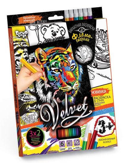 

Раскраска DankoToys DT VLV-01-04 Velvet Бархатная с фломастерами, 3х2