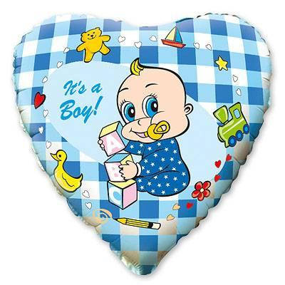 

Фольгированный шар сердце голубое it's a boy 18" Flexmetаl, Голубой