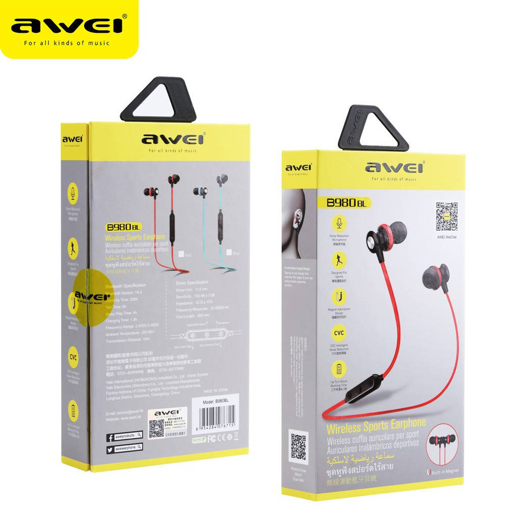 

Наушники беспроводные с микрофоном Awei B980BL BT, Красный