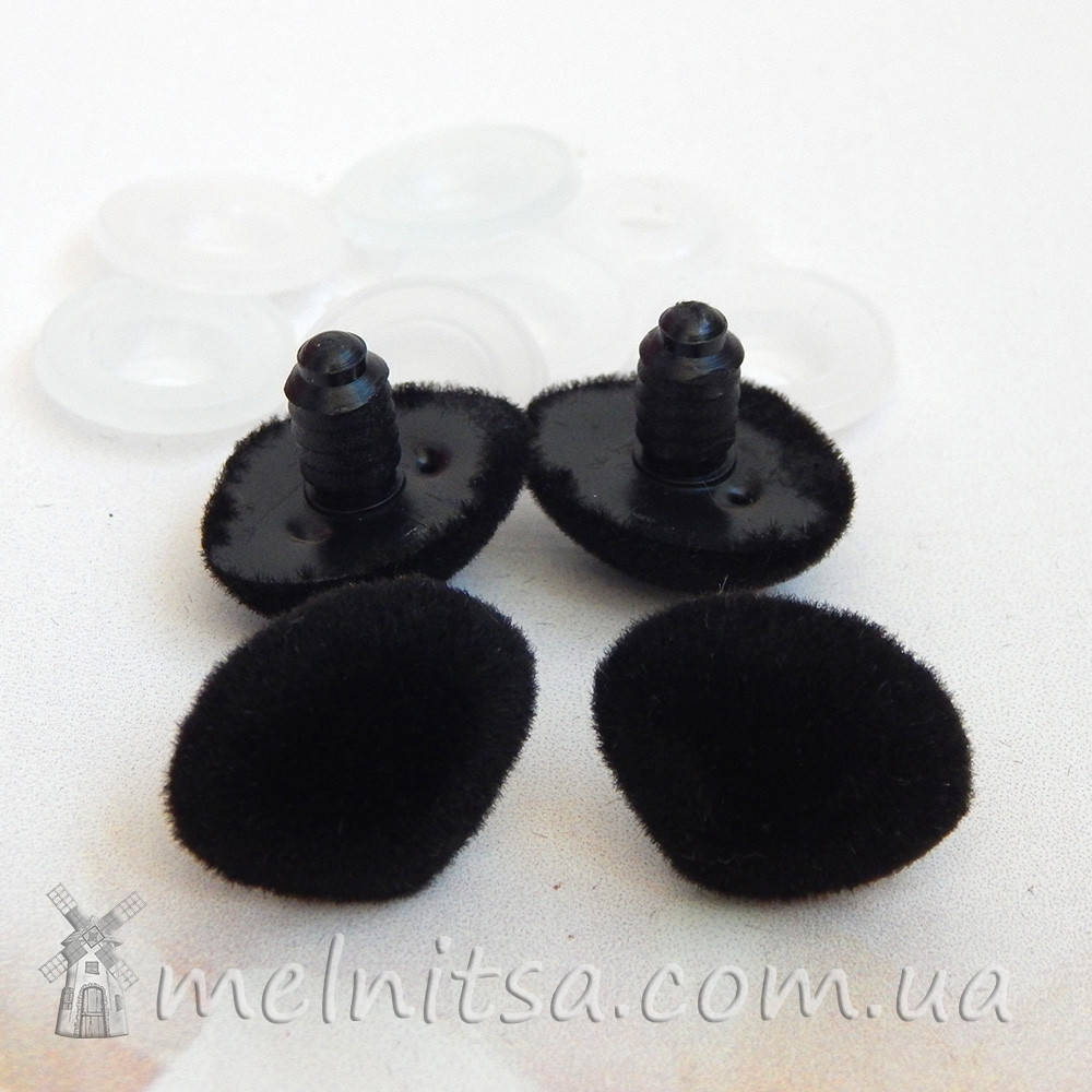 

Носик для игрушек флок, 22*16 мм + крепление, черный