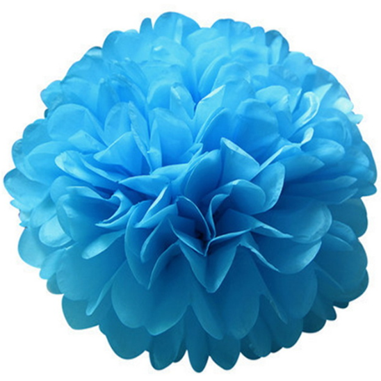 

Бумажный помпон для оформления 35 см ярко-голубой