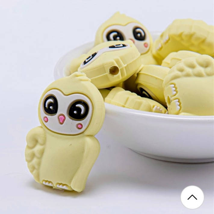 

Совушка бусина силиконовая Кремовый