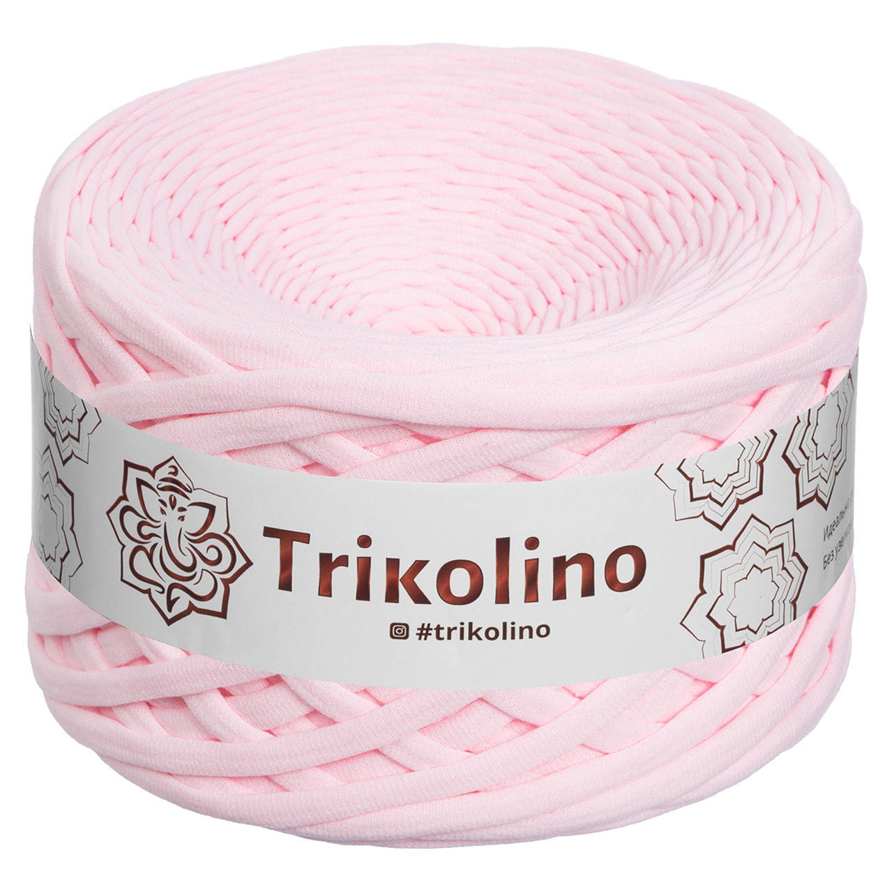 

Трикотажна пряжа Trikolino, ширина нитки 7-9 мм., довжина мотка 100 м., Рожеві перли, Розовый