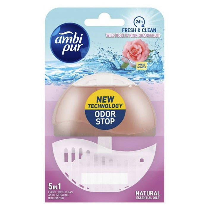 

Туалетный блок для унитаза Ambi Pur Rose & Grapefruit 400 смывов 55 мл