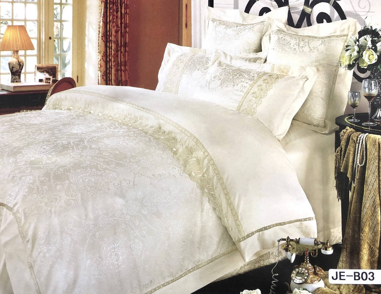 

Постельное бельё евро Vie Nouvelle жакард с шёлковой вышивкой JE-B03 200х220