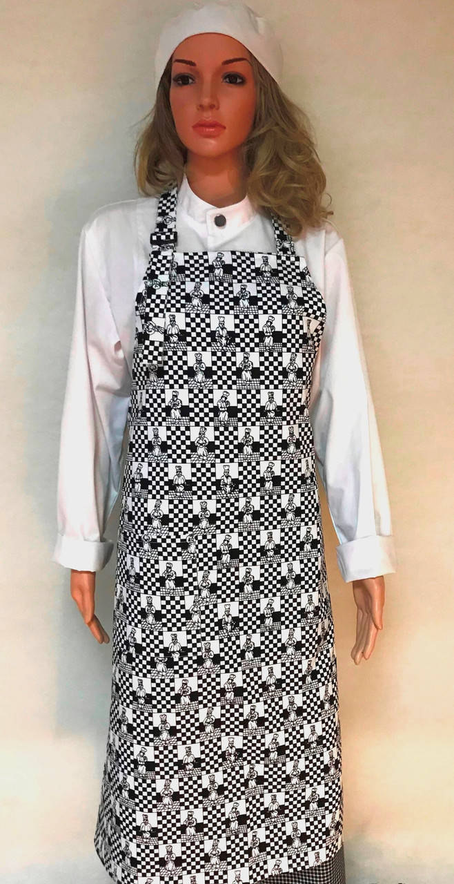 

Фартук с нагрудником PARTEKS для повара / официанта черно-белый с принтом 3002, Черный