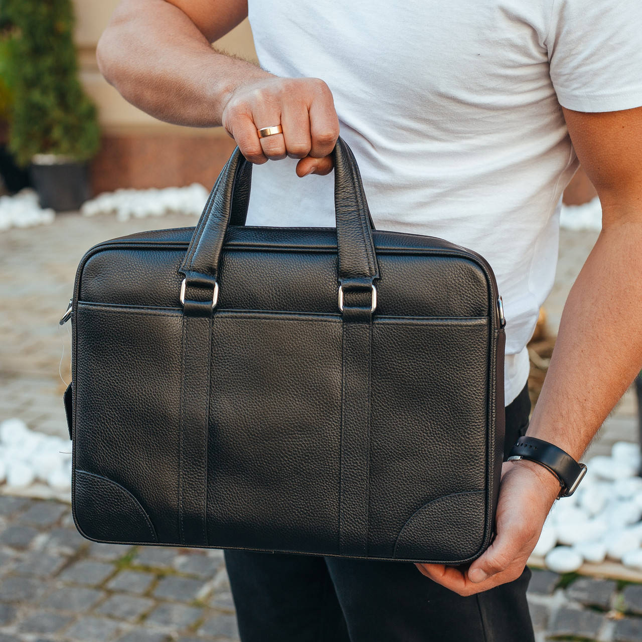 

Сумка-портфель для ноутбука мужская кожаная 17 дюймов Tiding Bag t1096, Коричневый