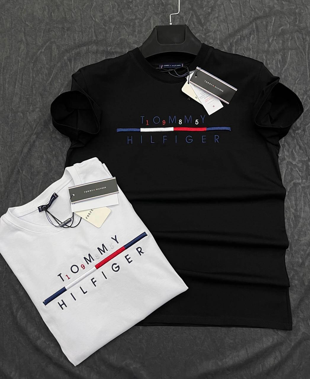 

Мужская футболка брендовая Tommy Hilfiger, футболка мужская поло натуральная