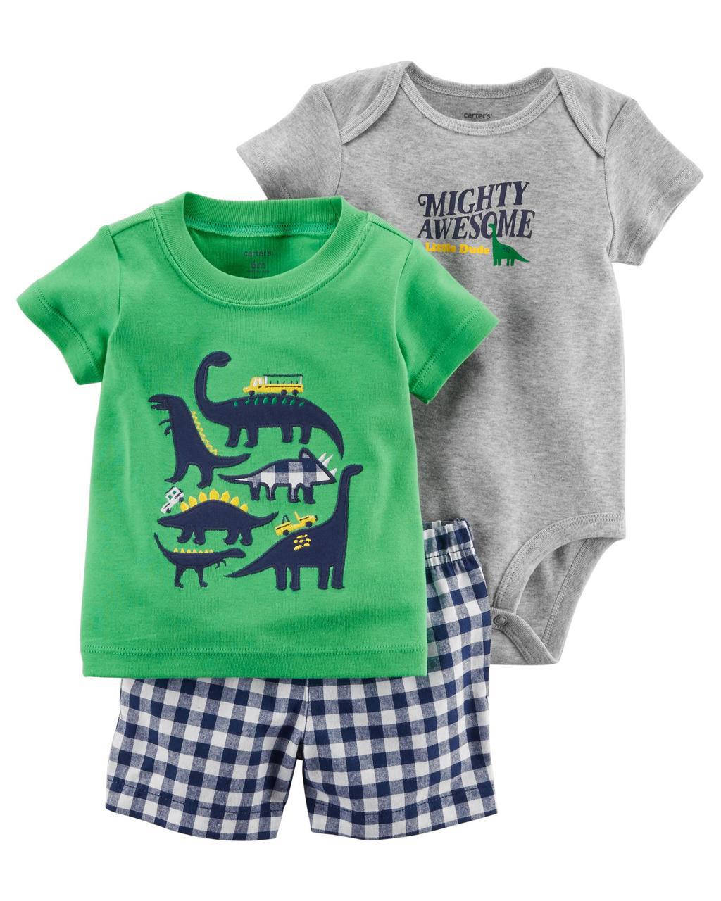 

Боди + Футболка + Шорты Carters для мальчика 18 месяцев 78-83 см. Летний комплект тройка