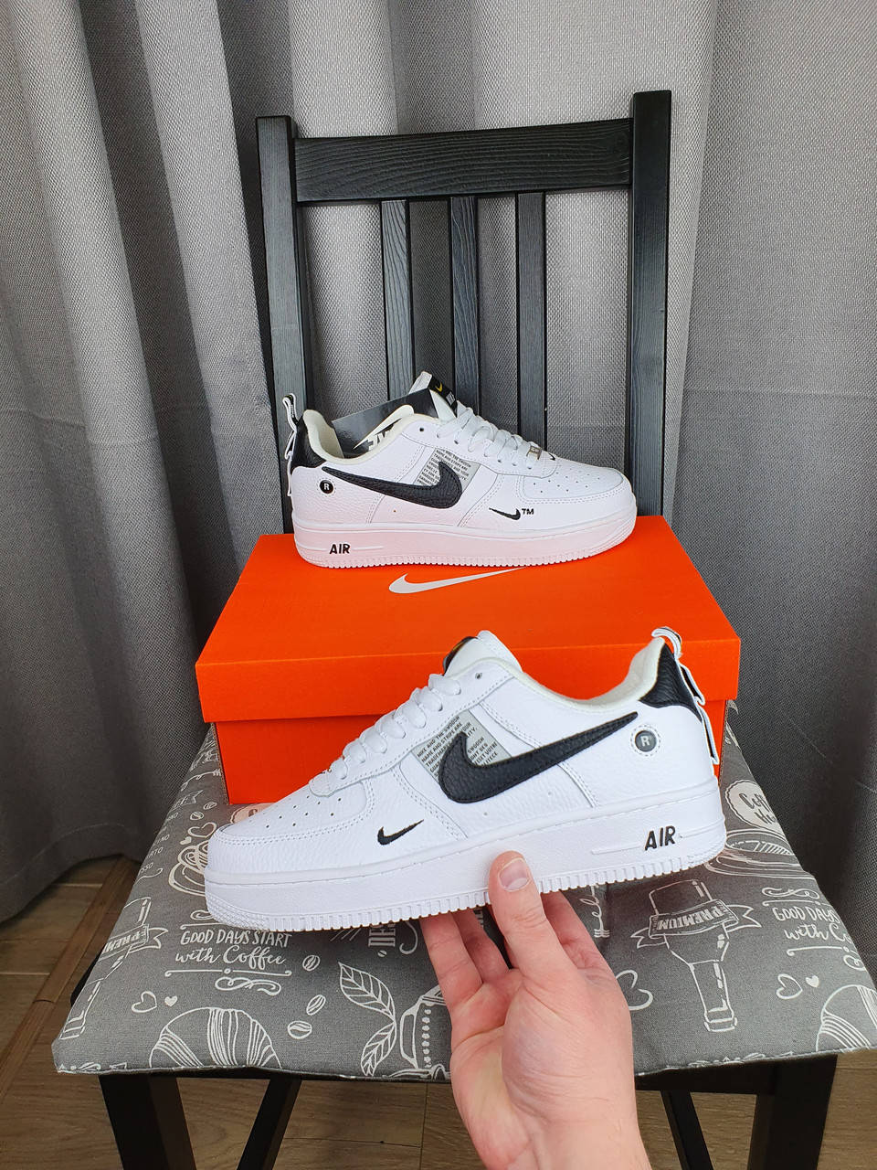 

Кроссовки мужские женские белые Nike Air Force 1 07 LV8 Ultra White. Обувь Найк Аир Форс 1 07 ЛВ8 Ультра Вайт, Белый