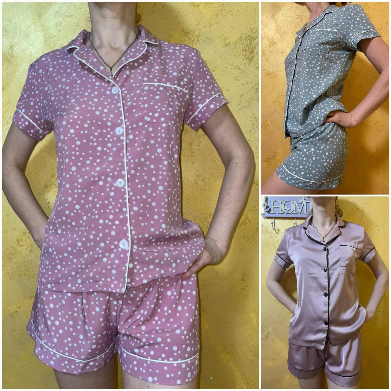 

Модная шелковая Женская Пижама комплект рубашка и шорты 42-50, доставка по Украине Укрпочта,НП,Джастин