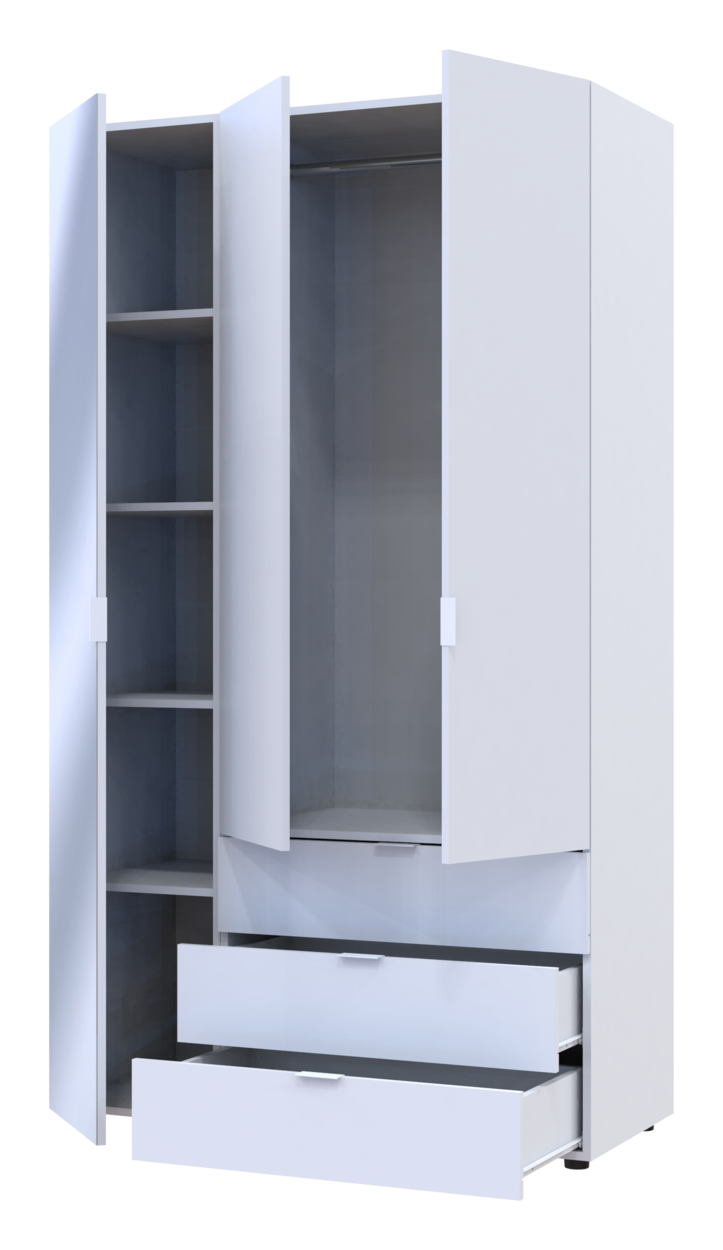 Шафа для одягу Doros Гелар Білий 2ДСП/Дзеркало 116.5х49.5х203.4 (42002154) 2