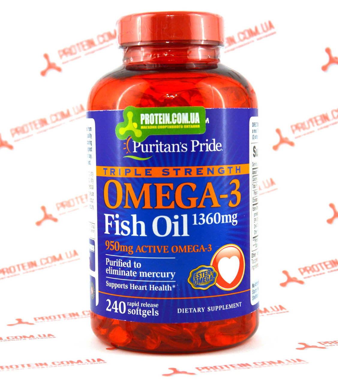 

Рыбий жир Puritans Pride Triple Strenght Omega 3 1360 мг 950 mg ACTIVE OMEGA 240 капс
