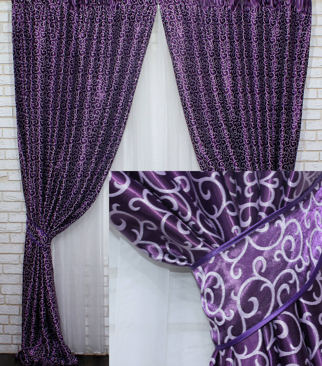 

Светонепроницаемые (2шт. 1,5х2,8м.) шторы блэкаут "Камила" Код 587ш (А) 30-328, Сиреневый