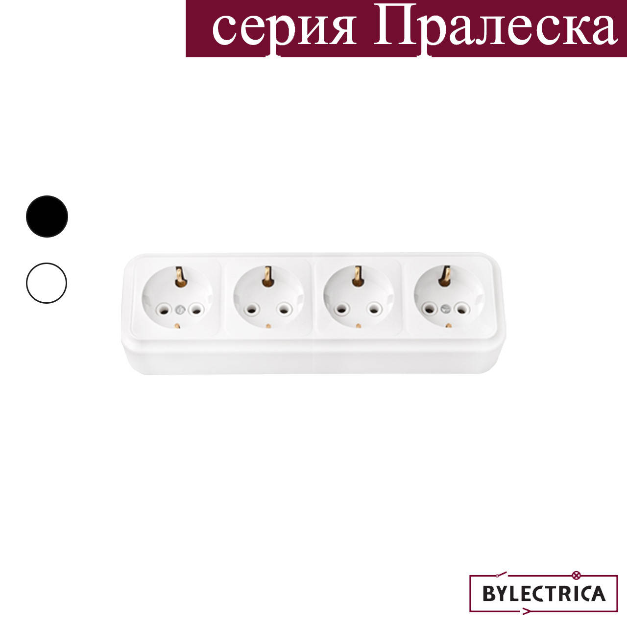 

Розетка четырехместная накладная с землянным контактом BYLECTRICA (РА 16-266)