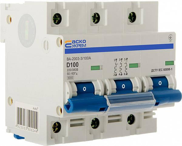 

Автоматический выключатель АСКО-УКРЕМ ВА-2003/100 3p D100А
