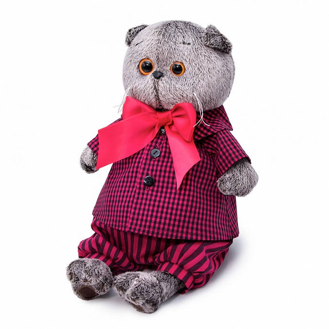 

Мягкая игрушка Кот Басик в рубашке и штанах 19 см, Серый