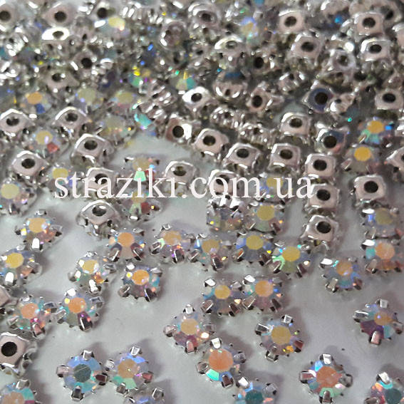 

6мм Камни в оправе стекло crystal_AB ss30 (Камни в цапах)