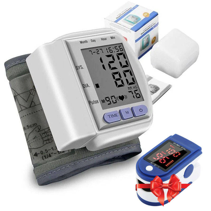 

Автоматический тонометр на запястье Automatic Blood Pressure +ПОДАРОК Пульсоксиметр! / Измеритель давления