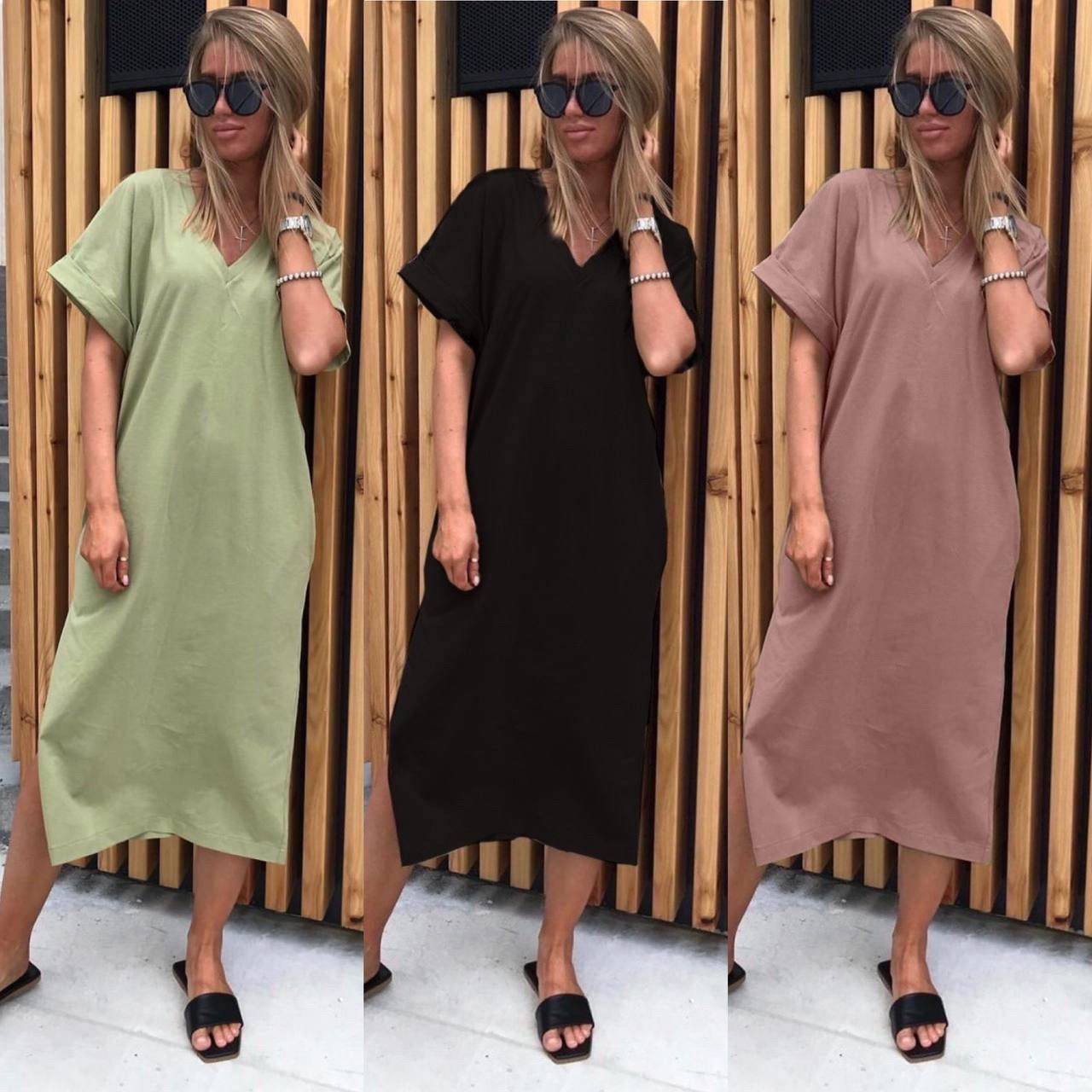 

Платье-футболка свободного кроя, в длине макси, платье-туника