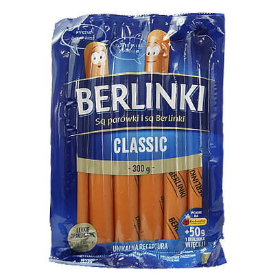 

Сосиски Берлінкі Berlinki 250g 26шт/ящ (Код : 00-00006161)