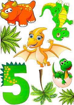 

Вафельная картинка Динозавры А4, Желтый