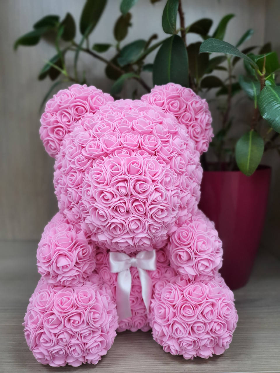 

Мишка из роз розовый 40см