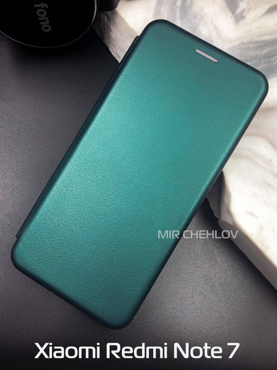 

Чехол книжка для Xiaomi Redmi Note 7 (редми нот 7) чохол книжка с функцией подставки темно зелений, Зелёный