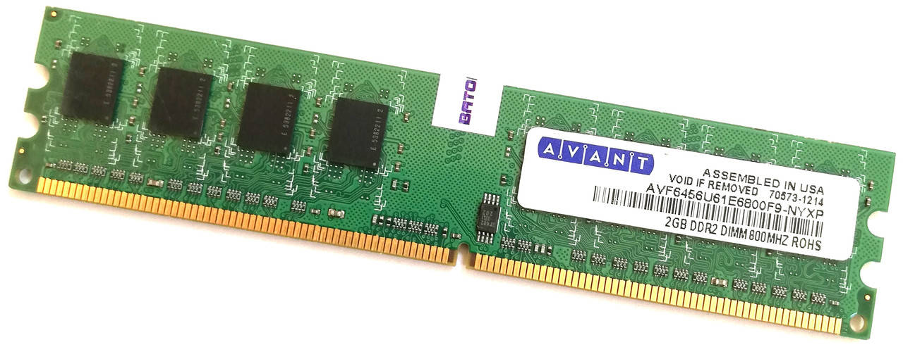 

Оперативная память Avant DDR2 2Gb 800MHz PC2 6400U CL6 2R8 Б/У MIX
