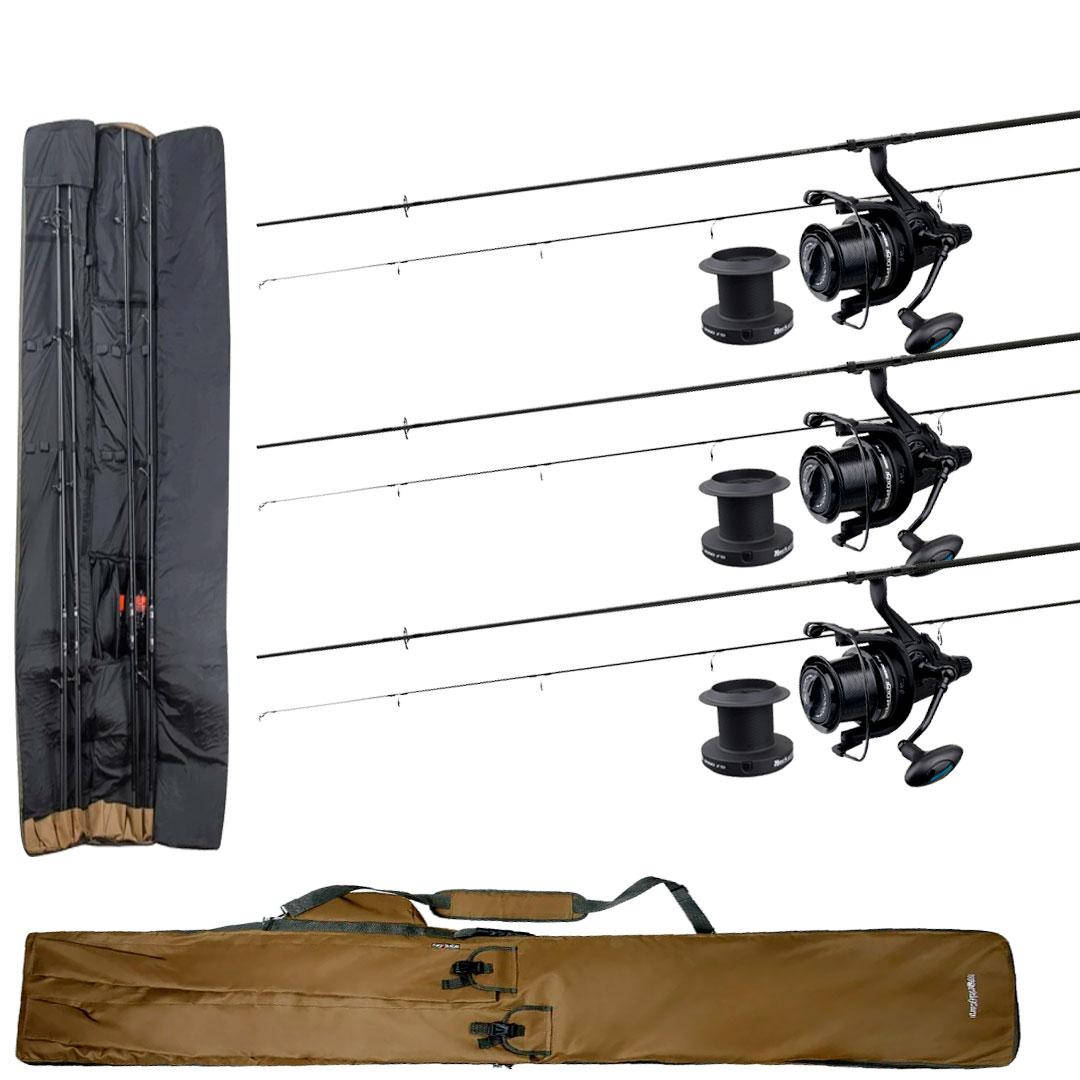 

Карповый набор Удилища Daiwa Black Widow 3.9m 3.5lb + Катушки Flagman Rocket Carp 9000 + Чехол World4Carp, Черный