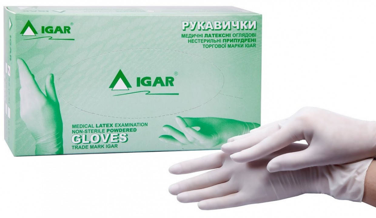 

Перчатки латексные Igar L нестерильные опудренные (50 пар/уп), Белый