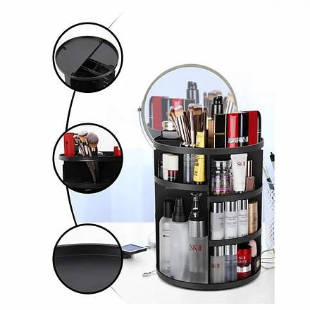

Поворотный органайзер для косметики 360´ Rotation черный
