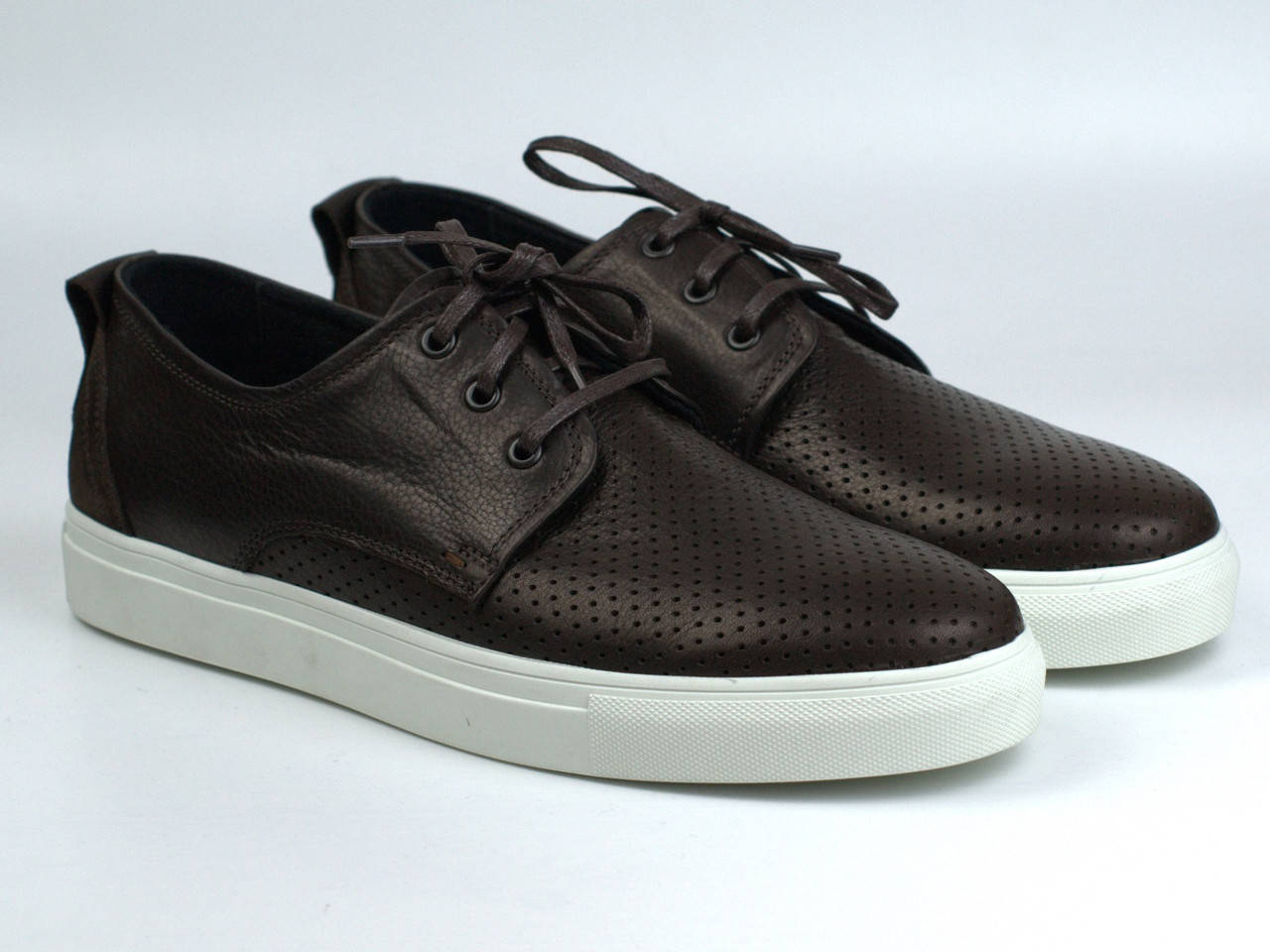 

Обувь больших размеров мужская летние кроссовки коричневые кеды кожаные перфорация Rosso Avangard Brown&White 49, 32.5, Коричневый