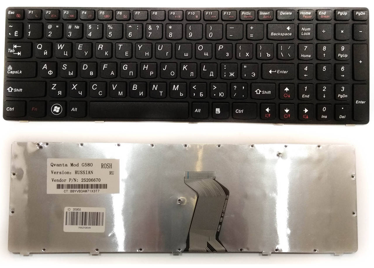 

Клавиатура для ноутбука Lenovo G580 RU черная новая, Черный