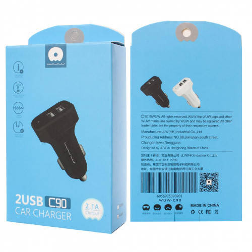 

Авто Зарядное устр.WUW C90 2 USB (2.1A) (Черный)
