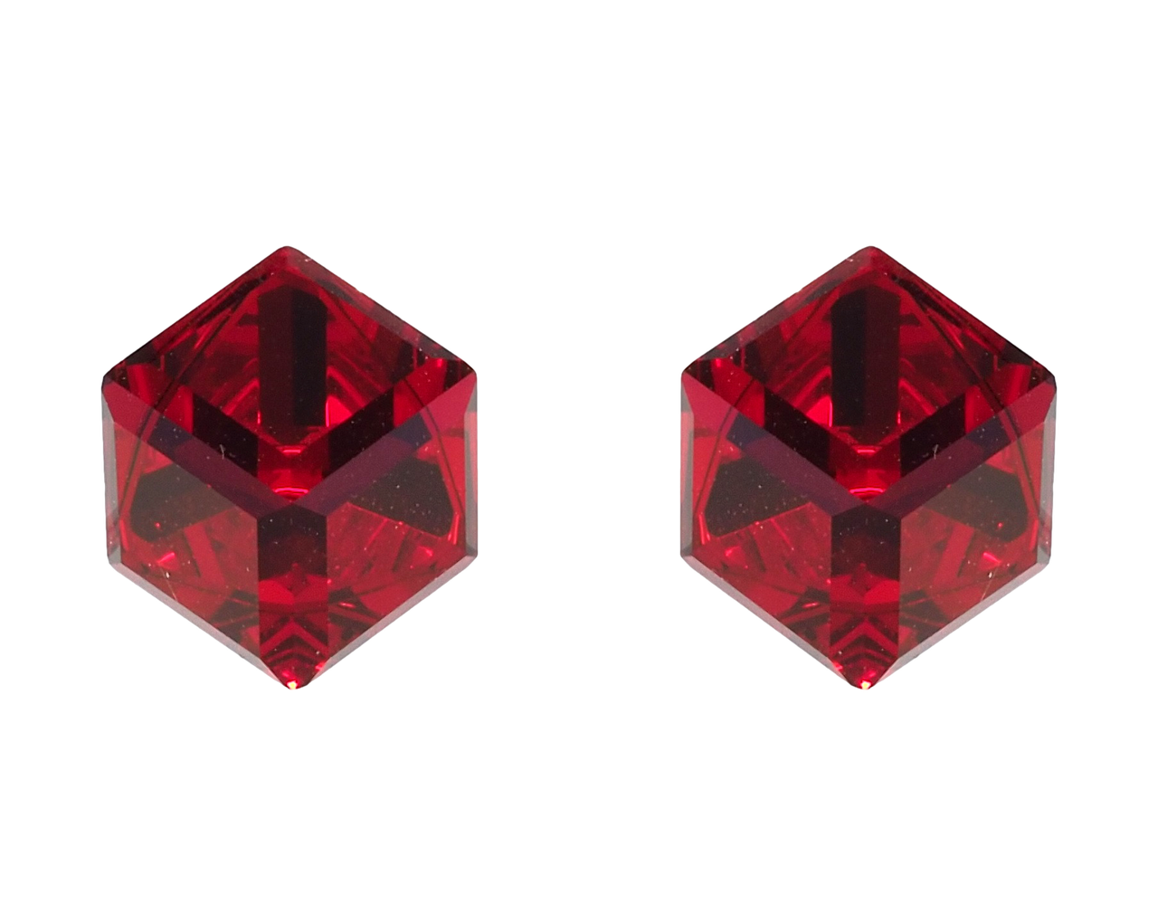

Серьги Xuping Родий с кр-ми Swarovski гвоздики (пусеты) "Кристальные кубики Siam" 8х8мм