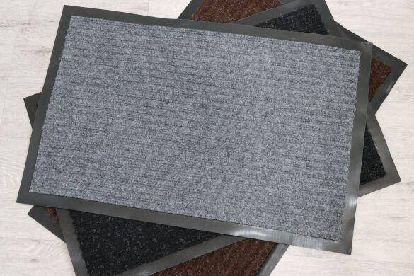 

Коврик придверный резиновый с ворсом 40*60 см влаговпитывающий серый полоса, Разные цвета