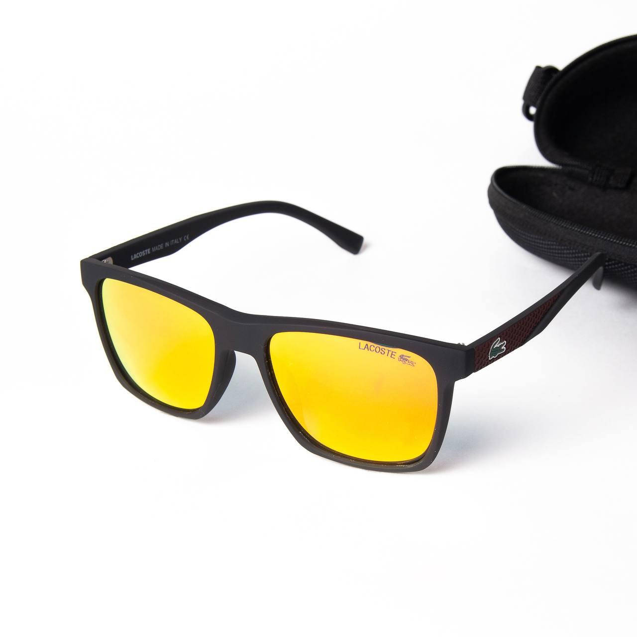 

Мужские стильные солнцезащитные очки /LACOSTE/ оранжеые линзы, Черный