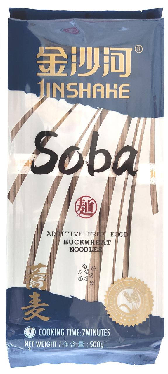 

Лапша пшенично-гречневая Soba 2мм 500г ТМ "JinShahe" JSH-302