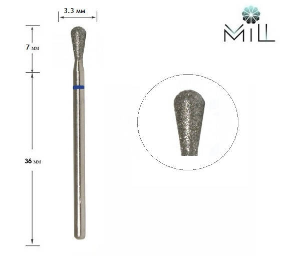 

Насадка алмазная Груша 3.3 мм синяя Mill, Синий